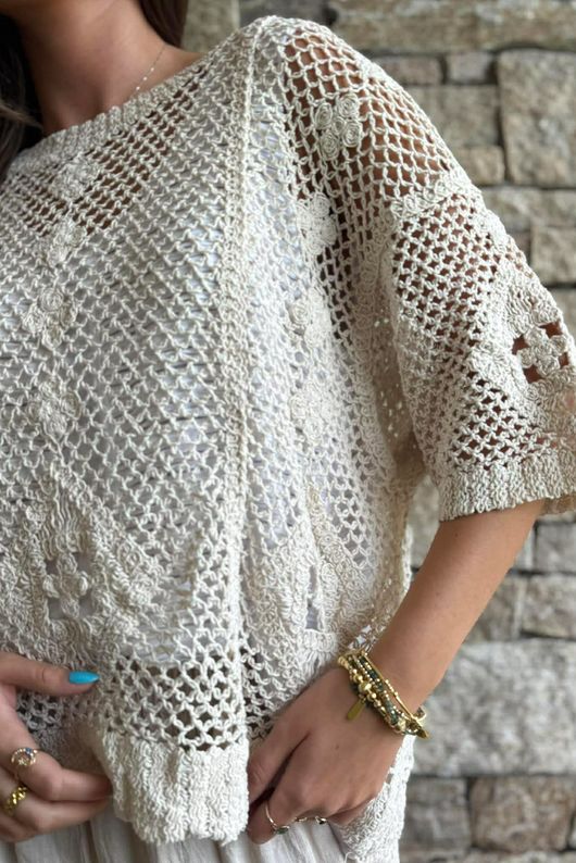 Dakota Crochet Top Stone 